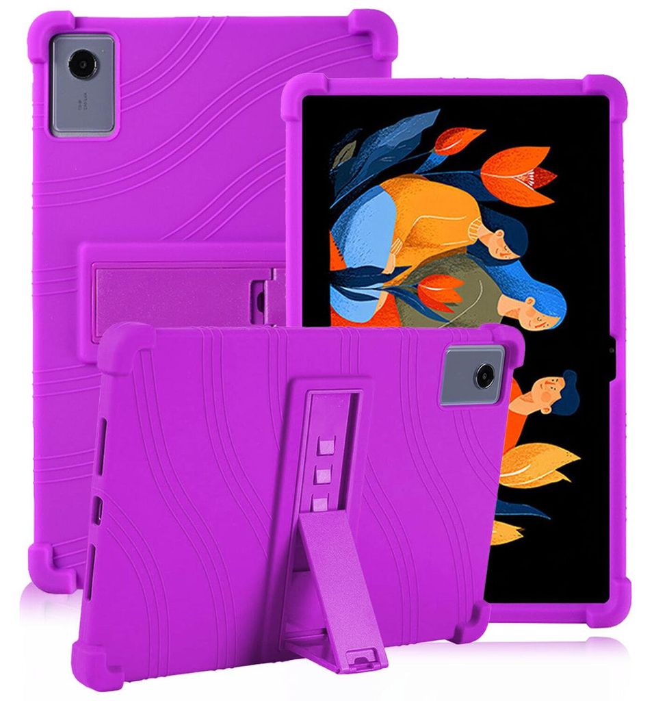 Tablet Hülle für Lenovo Idea Tab Plus/Tab K12/Xiaoxin Pad 12,1 2025, Stoßfeste Weiches Silikon Schutzhülle mit Standfunktion Lila
