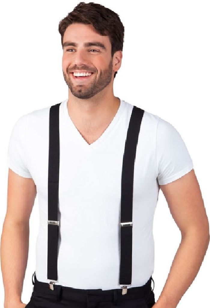 B00590 schwarz Damen Herren Hosenträger Hippiekostüm