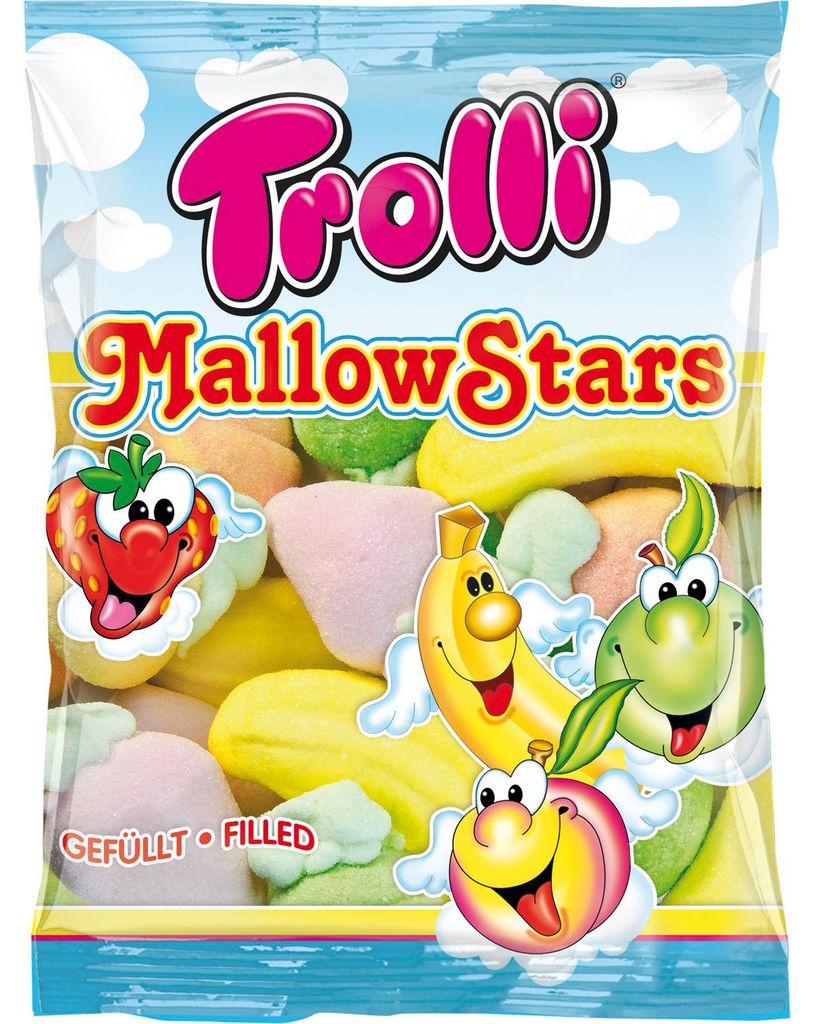 Trolli Mallow Stars, Weiche Süßigkeiten, 150 g, Apfel, Produktbild 