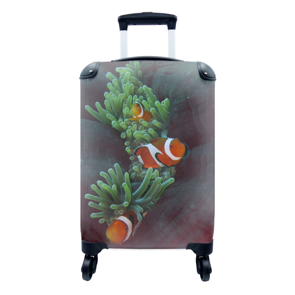 MuchoWow Koffer Handgepäck Trolley Rollkoffer Kleine Reisekoffer mit 4 Rollen - Clown - Fisch - Anemone - Cabin Size < 55x40x23 cm & 55x40x20 cm...