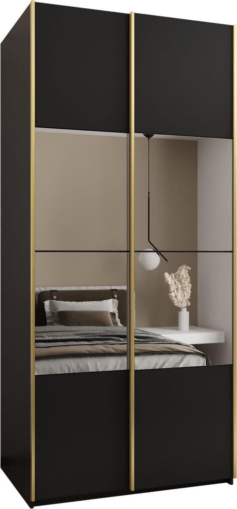 MEBLE KRYSPOL LUX 4 Schrank - 245,5x120x64cm - Schwarz, Schwarz, Gold