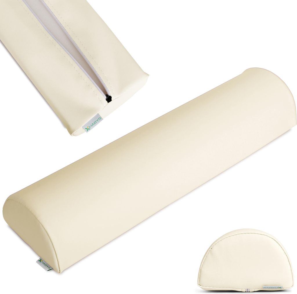 Habys Lagerungsrolle Halbrund, Nackenrolle, Knierolle, Lagerungskissen | für Massage und Therapie | Kniehalbrolle, 60x15x10cm | Beige