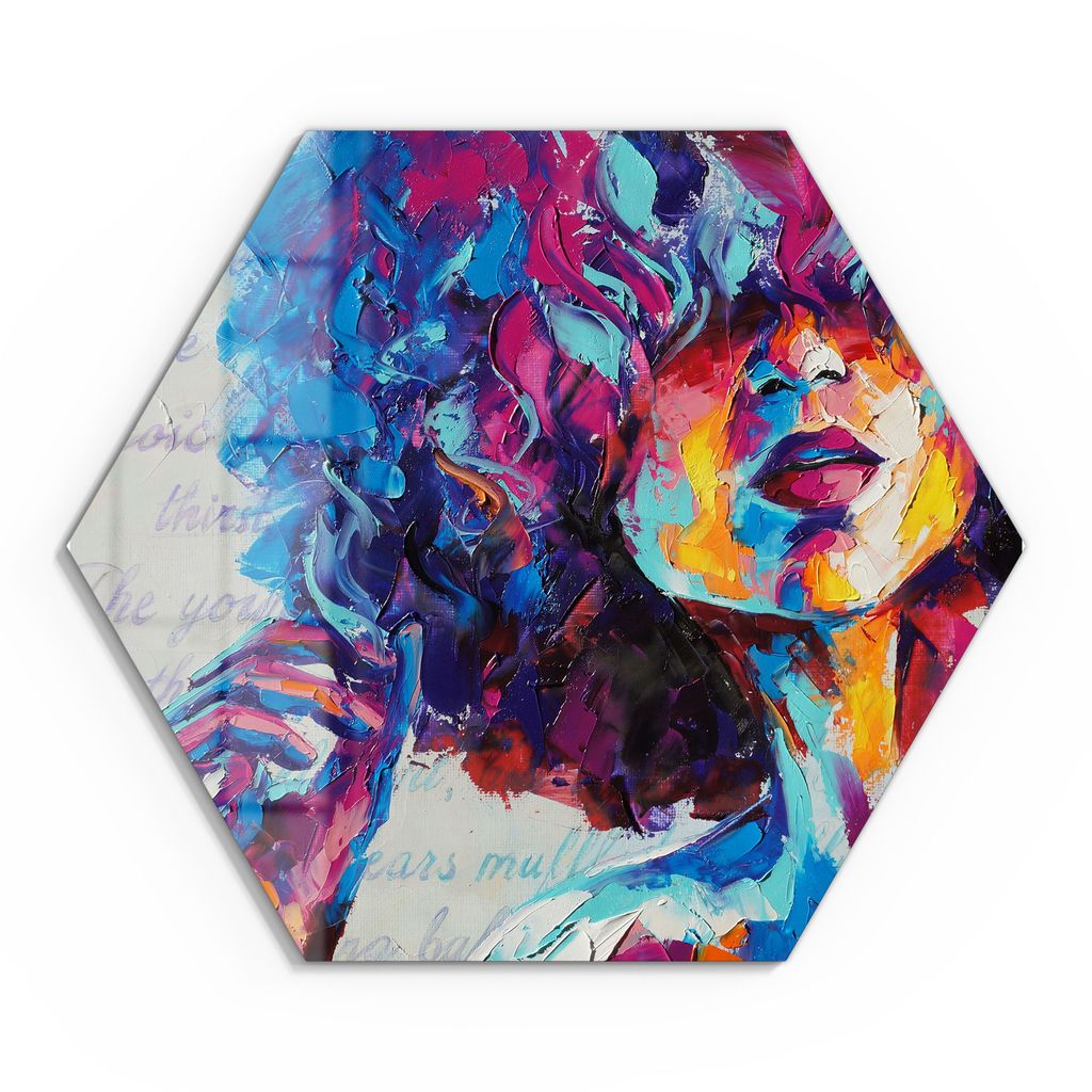 DEQORI Glasbild Echtglas 40x35 cm 'Bunter Lockenkopf' Wandbild Bild modern Deko