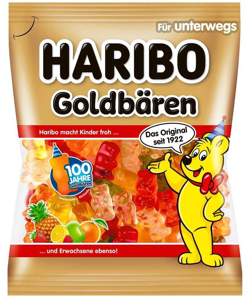 Haribo Goldbären, Gummibärchen, 100 g, Apfel, Zitrone, Produktbild 