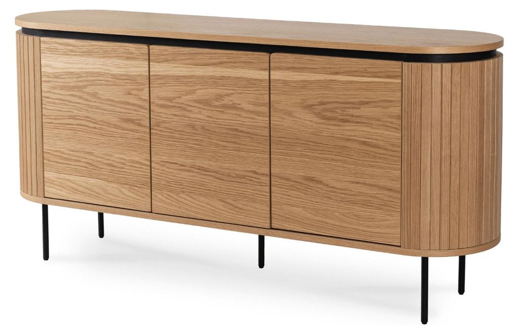 FURNLUX Anrichte Beck Eiche Sonoma 160cm / Hauptfarbe: Beige / Abmessungen: 160 x 55 x 40 cm