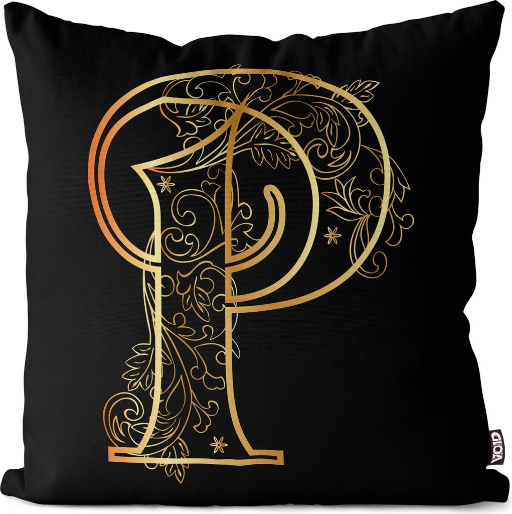 VOID P Buchstabe Floral Vintage Kissenbezug Kissenhülle Sofakissen Kissen Deko Outdoor-Kissen Dekokissen