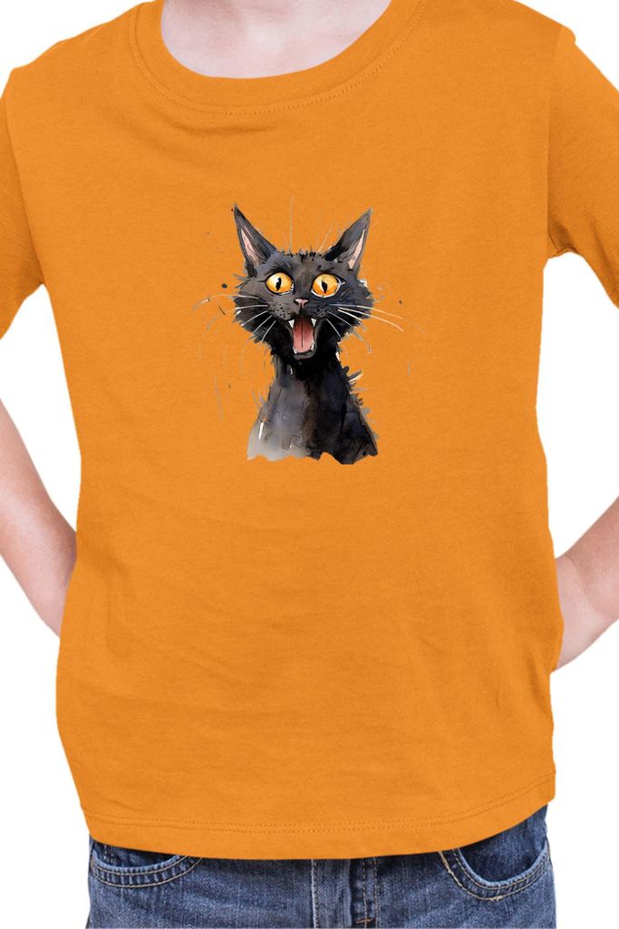 Kinder T-Shirt Funny Cats Breeds Mandalay Cat 024, 3-4 Jahr - 104 / Orange
