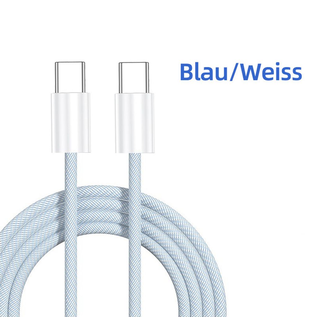 USB C Ladekabel Für iPhone 16/16 Pro/16 Plus/iPad Air 5/4,Samsung iPad iPhone Xiaomi HuaweiType C Schnell-Kabel Blau/Weiss 1M