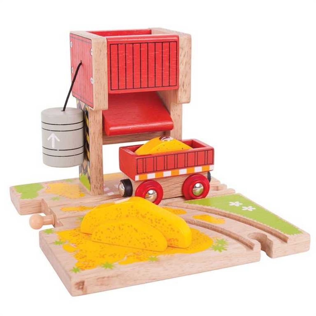 Bigjigs Holzeisenbahnzubehör Schienensandturm mit Ladefunktion, 13,5 cm hoch
