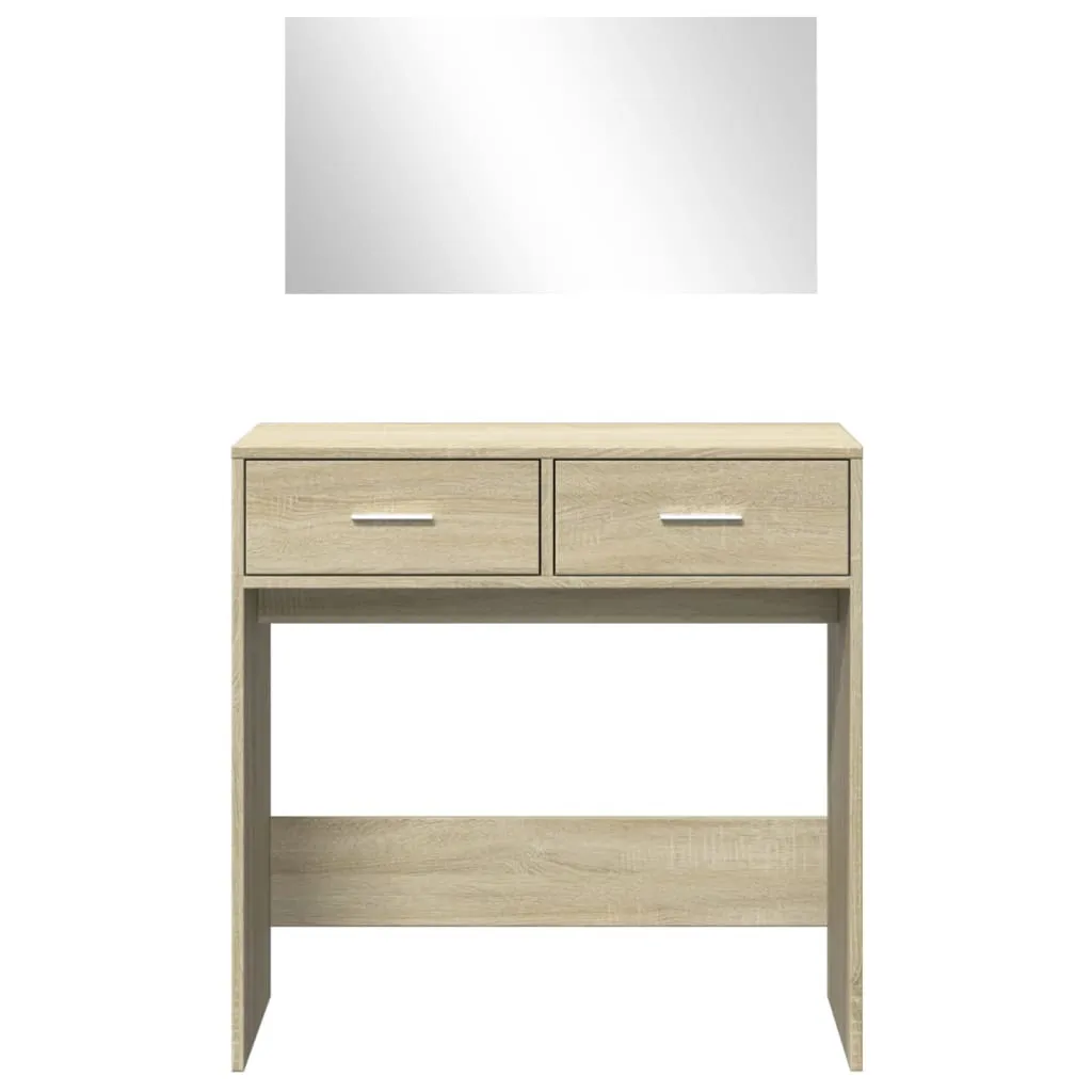 Toilette Trucco Rovere Sonoma 80x80 cm con Specchio | Design Scandinavo - 5