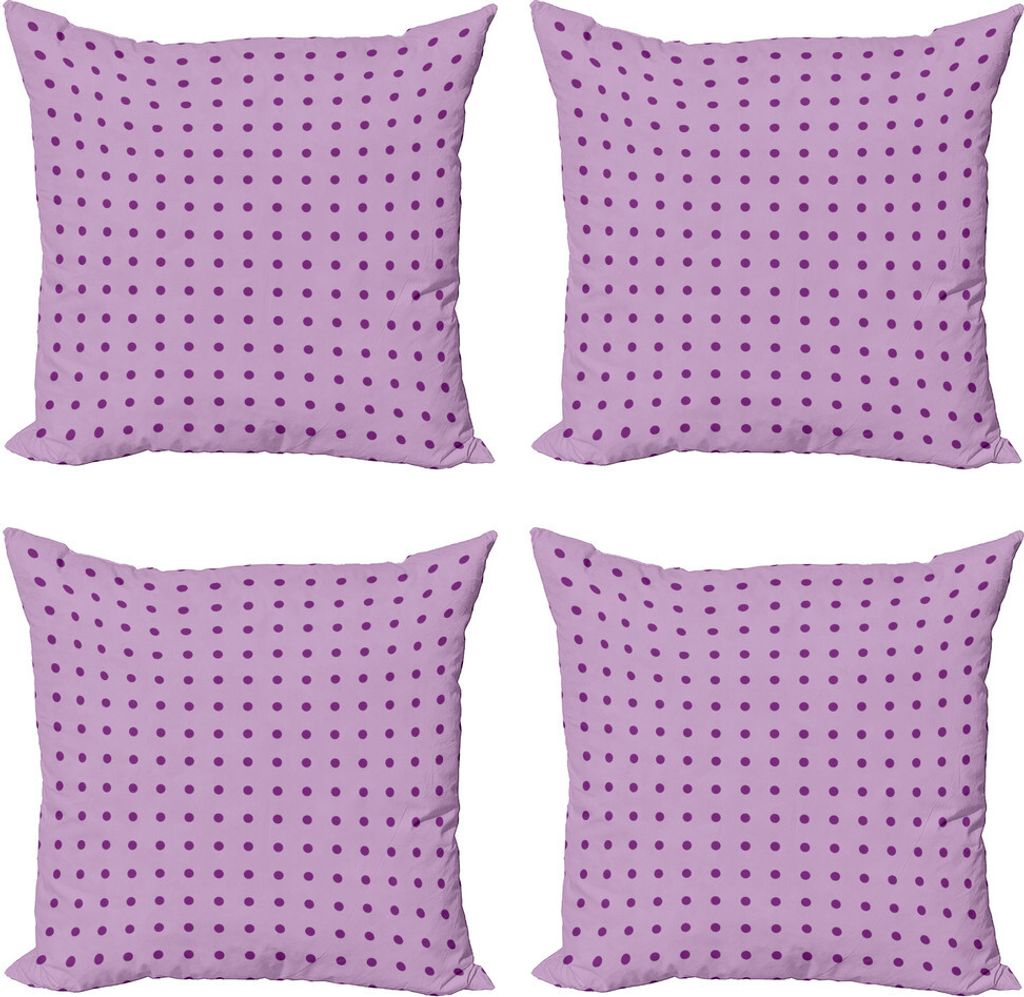ABAKUHAUS Mauve Kissenbezug Set (4 Stück), Mode-Tupfen, Moderner Doppelseitiger Digitaldruck, 40 cm x 40 cm, Plum Flieder