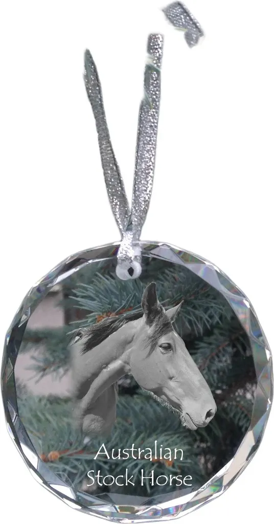 Ornement de Noël en cristal gravé avec photo de Cheval de Ranch Australien