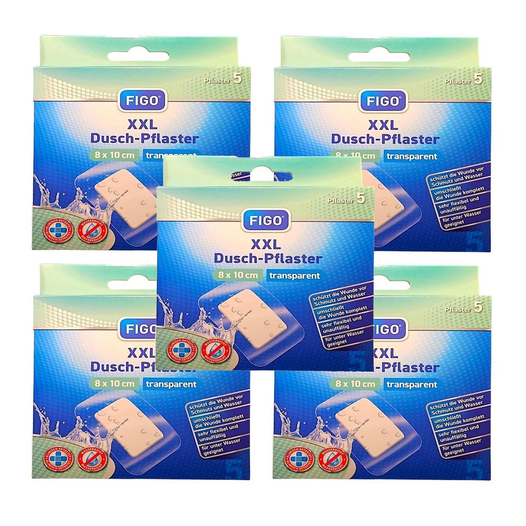 25x XXL Duschpflaster, transparent, ca. 8×10 cm – Wasserfester Wund Verband, Pflaster