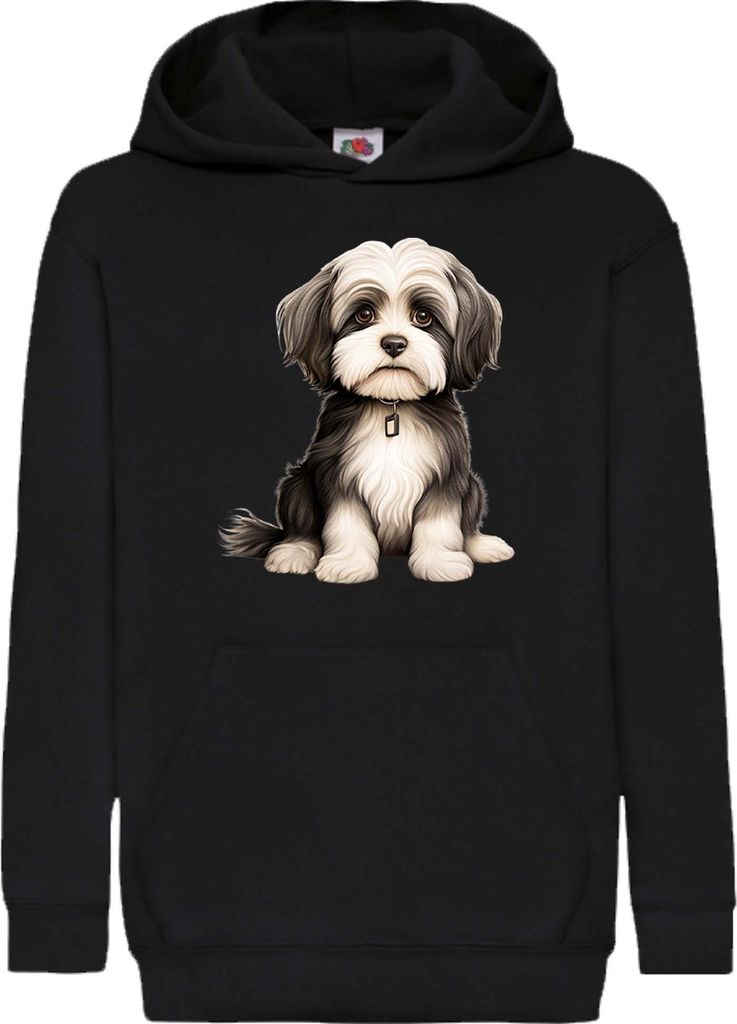 Kinder Kapuzenpullover Dogs Breeds Havanese Dog Breed 006, 9-11 Jahr - 140 / Schwarz
