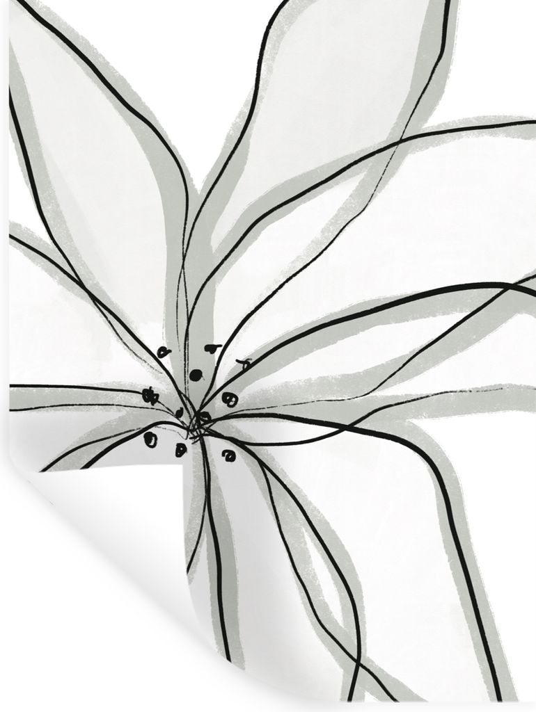 MuchoWow Wandtattoo Wandsticker Wandaufkleber Blumen - Abstrakt - Design 90x120 cm Selbstklebend und Repositionierbar - Faltenfrei