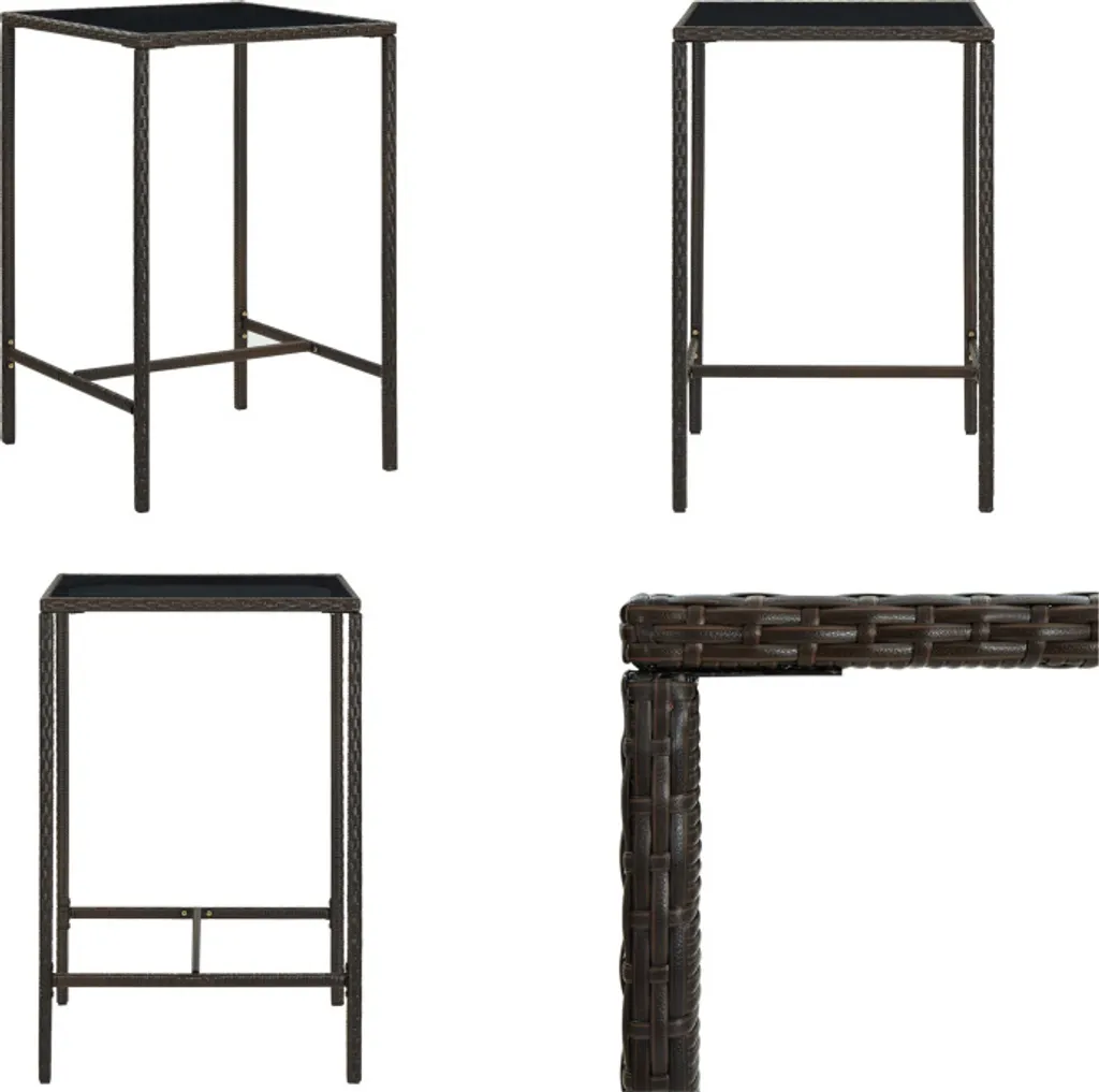 Tavolo da Bar vidaXL Marrone 70x70x110 cm Poly Rattan per Esterni
