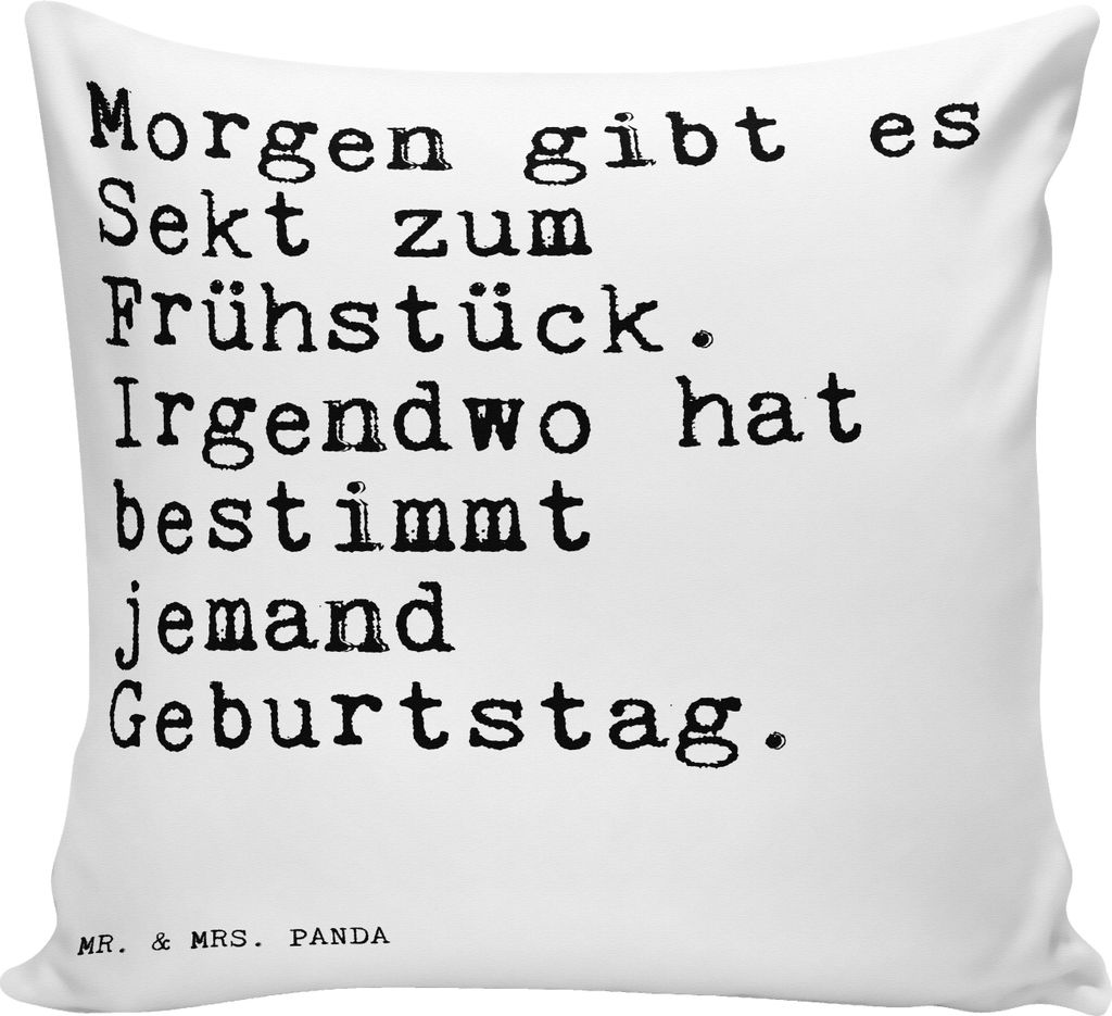 Mr. & Mrs. Panda Dekokissen Morgen gibt es Sekt... - Weiß - Geschenk, Kuschelkissen, Polster, Lustige Sprüche, Spruch, witzig, Meinung, kissen be...