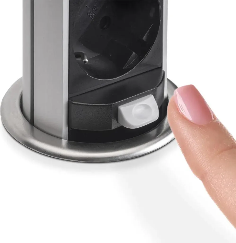 Bloc multiprise escamotable Vertikal Push 60 avec USB A et Type-C