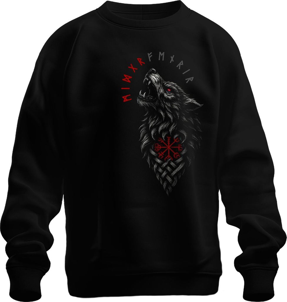 Wikinger Vegvisir Wolfsrune keltischer Knoten nordisch Fenrir Uni Sweatshirt Pullover, Schwarz, XL