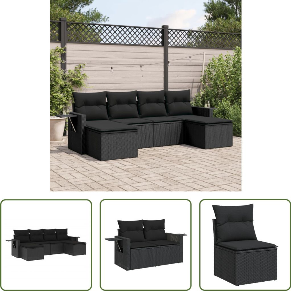 The Living Store 6-tlg. Garten-Sofagarnitur mit Kissen Produktbild 
