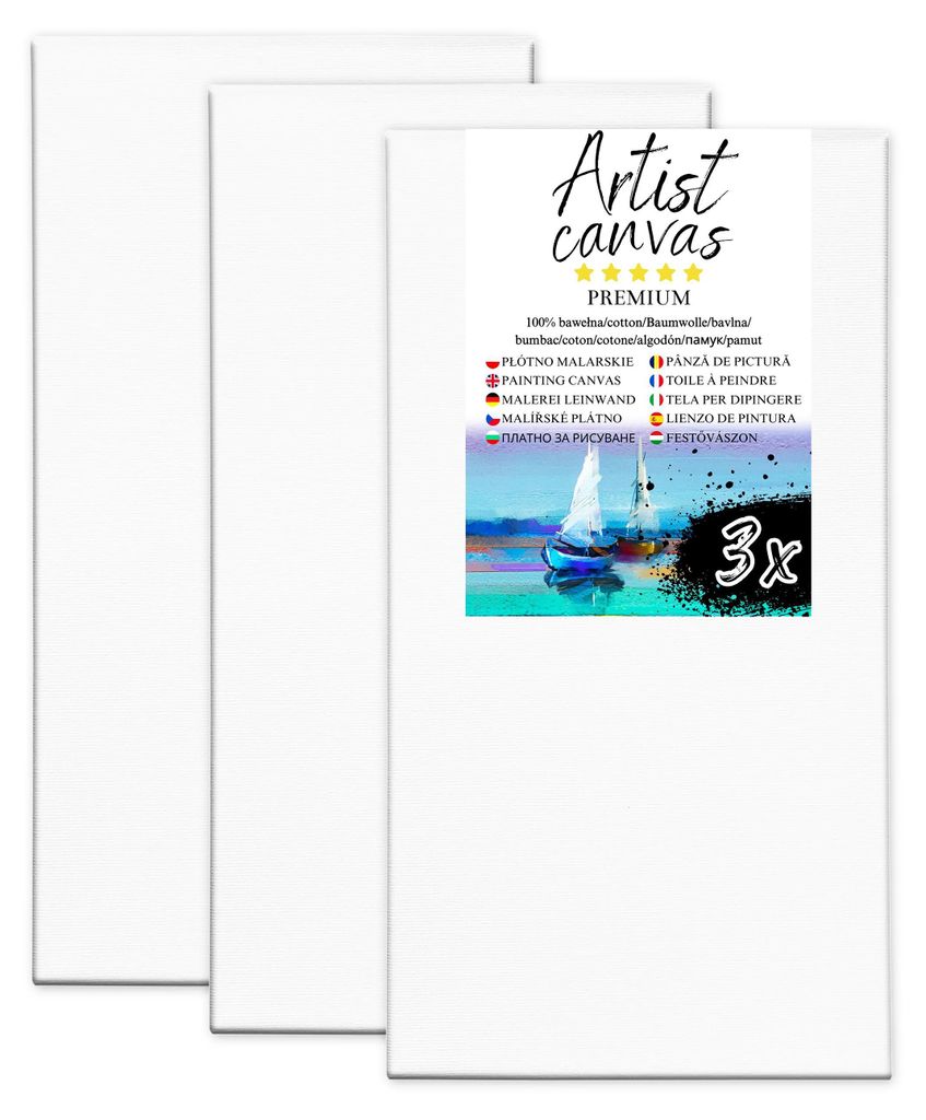 3x Tela su telaio, 100% cotone, 280 g/m², fondo bianco Immagine del prodotto 