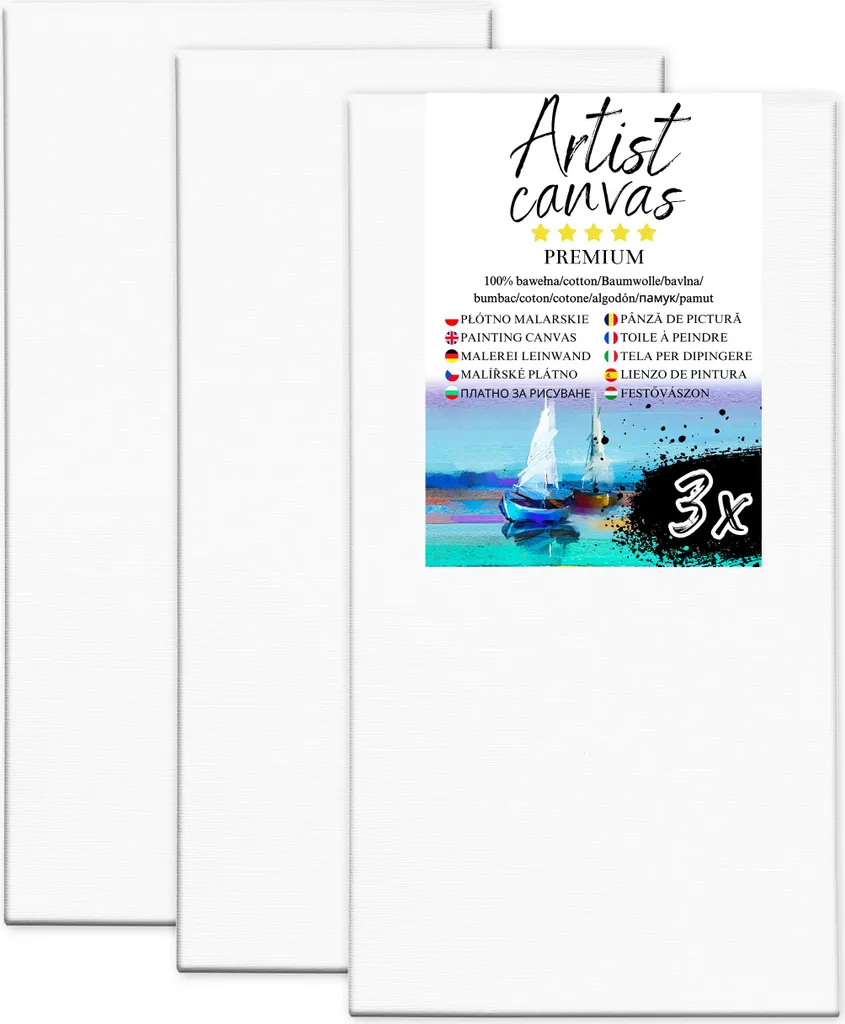 Set 3 Tele Gallery 80x150 cm Cotone 280g - Fondo Bianco Pronte Uso