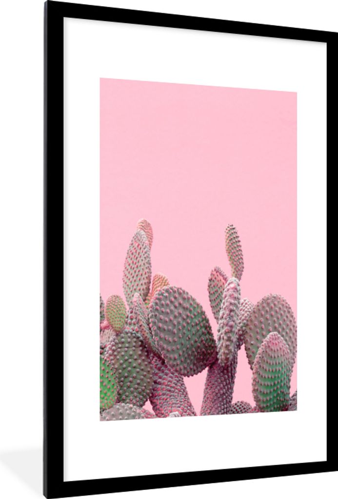 MuchoWow Gerahmtes Poster Kaktus - Pflanzen - Sommer 60x90 cm - Poster mit Schwarzem Bilderrahmen Wandposter Rahmen Foto Bilder - Dekoration - Wa...