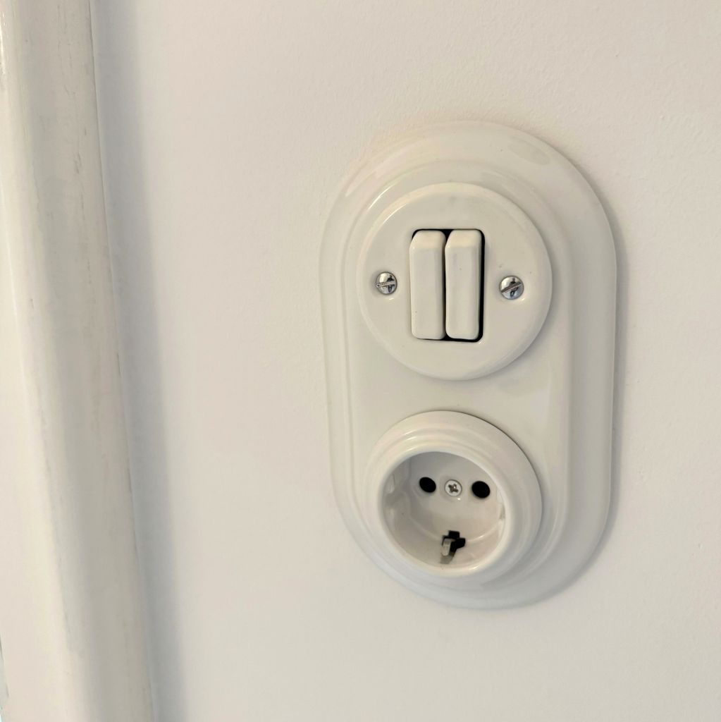 Unterputz Porzellan Kreuzschalter Retro - PR1 Serie In Weiß, All-in-One Set