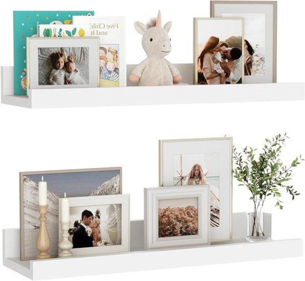 Wandmontage-set für Fotos, Bücher und mehr, 2-teilig, 40 cm, weiß, Holz
