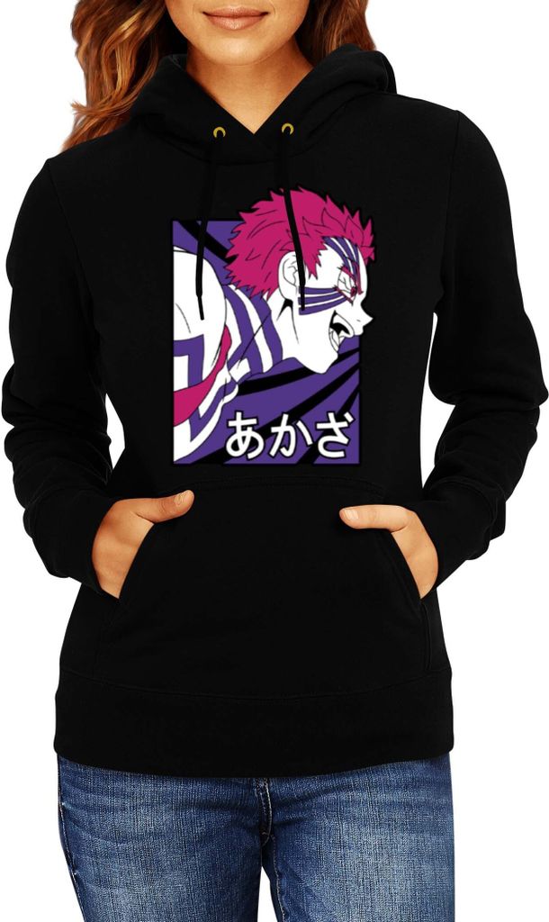 Damen Kapuzenpullover Anime Manga Demon Anime Slayer Akaza 03 Upper Rank Akaza, Lady S / Schwarz