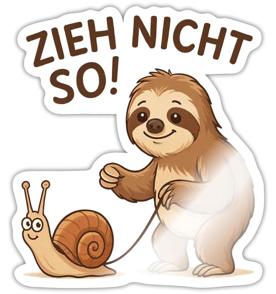 Spreadshirt Zieh Nicht So | Faultier Und Schnecke Humor Sticker Aufkleber, 10 x 10 cm, Weiß glänzend