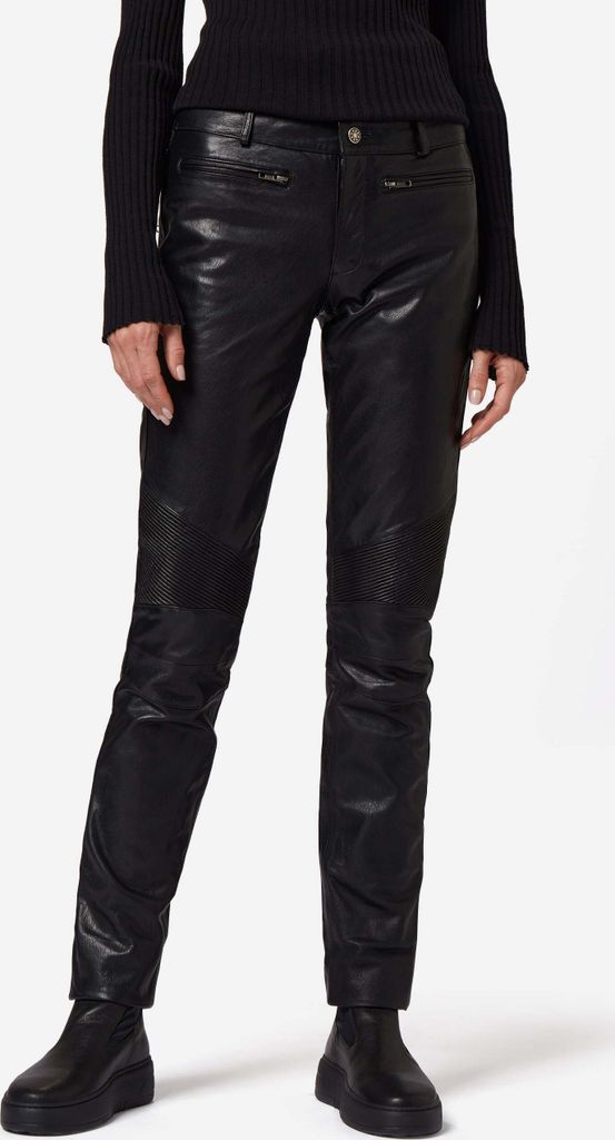 Ricano Damen Lederhose Lederjeans DONNA aus butterweichem Ziegen-Nappa Leder – Schwarz / S