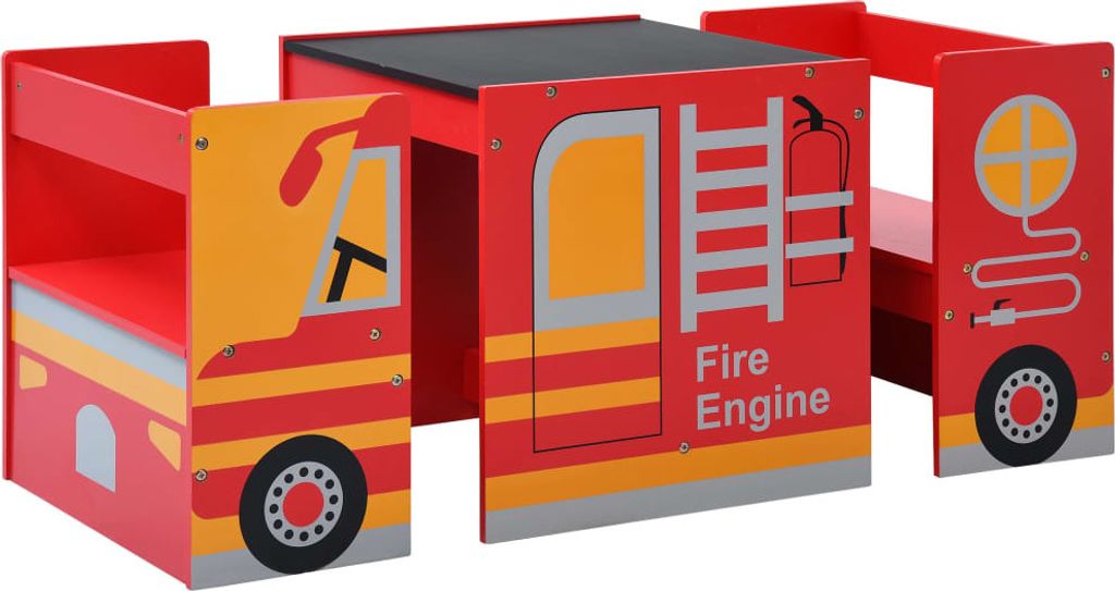 vidaXL 3-tlg. Kinder-Sitzgruppe Feuerwehrauto-Design Holz Produktbild 