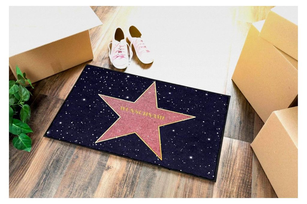 Fußmatte mit Namen - personalisiertes Geschenk mit Stern - für innen und außen - waschbar - Dekoration