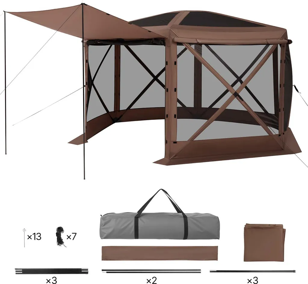 Pavillon Pop-up SucceBuy 3,6x3,6m Tente Hexagonale avec Sac de Transport