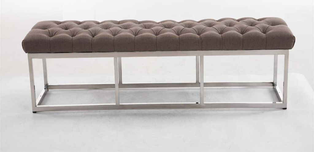 TPFLiving Sitzbank Amor Stoff - Gestell Edelstahl matt gebürstet - 150 taupe