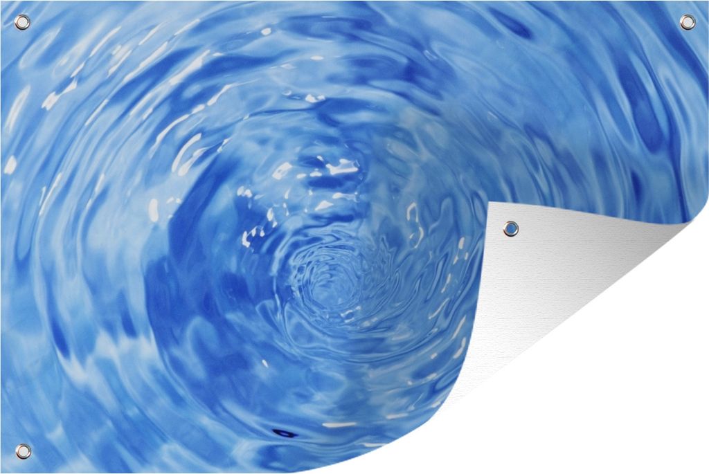MuchoWow 90x60 cm Outdoor-Poster Gartendeko Sichtschutz Garten Poster für den Garten Blick auf einen Strudel im blauen Wasser von oben