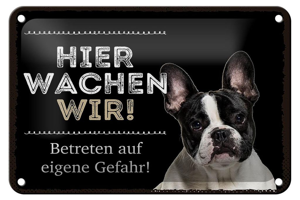 Blechschild Spruch 18x12cm Tiere hier wachen wir eigene Gefahr Schild