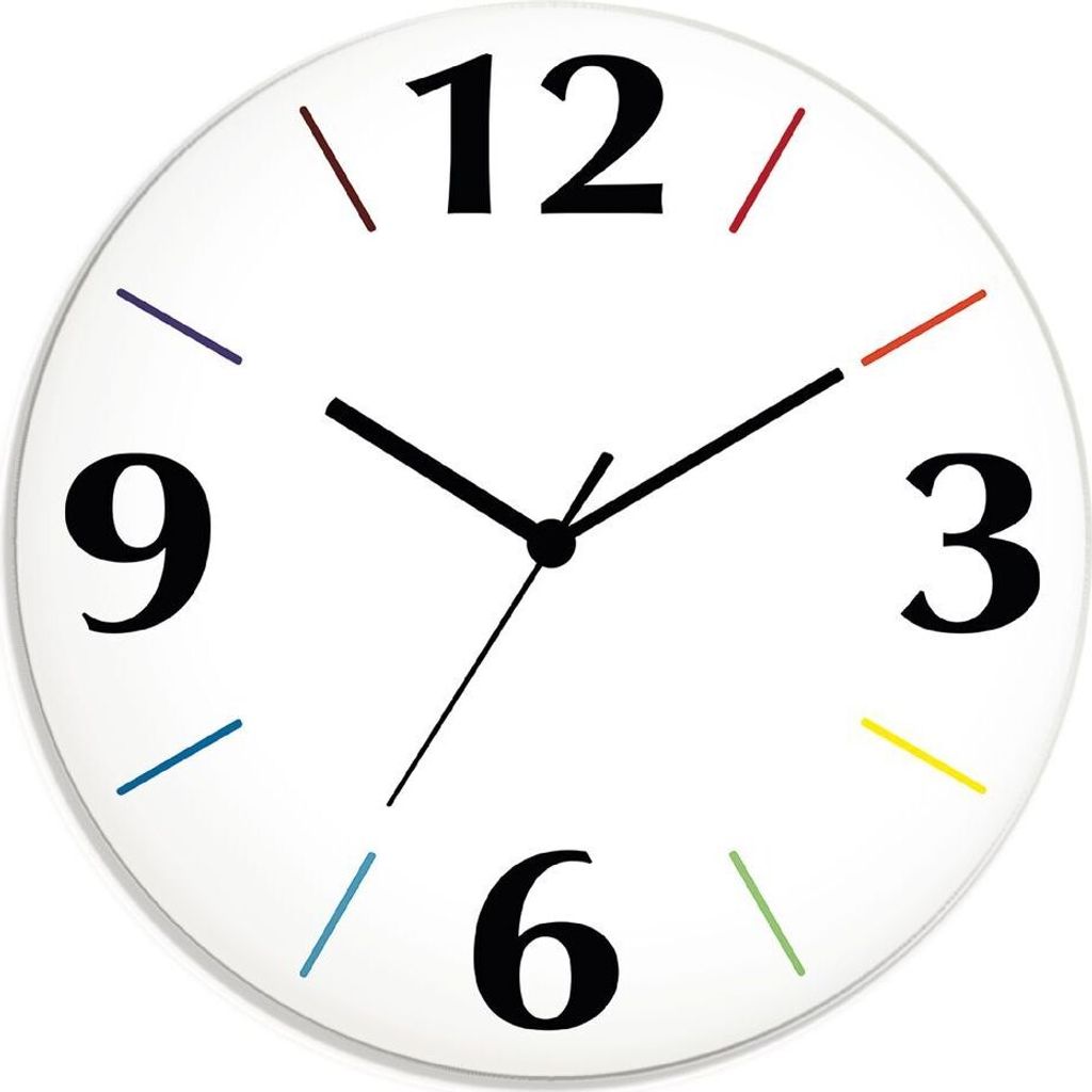 ARTland Glas Wanduhr Funkuhr - 12 Ziffern / schwarzer Zeiger Trendfarbe Weiß-Bunt Größe: 30x30 cm
