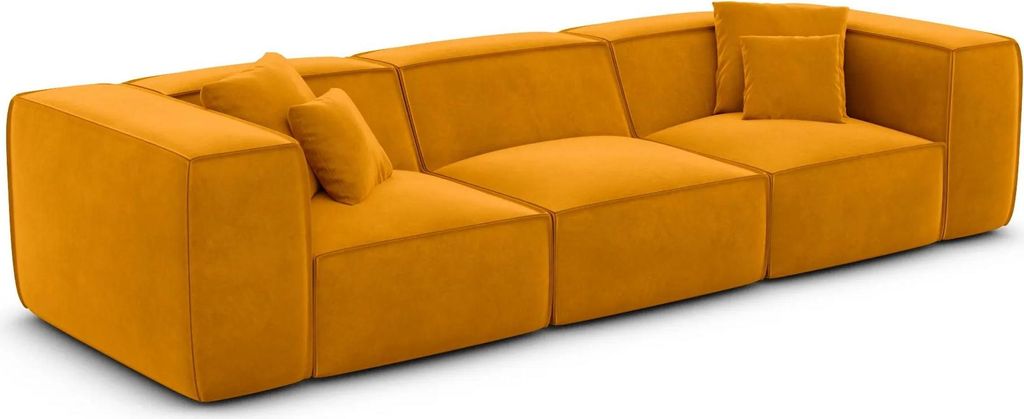 Samtstoff 4-Sitzer Couch Arelia Senf