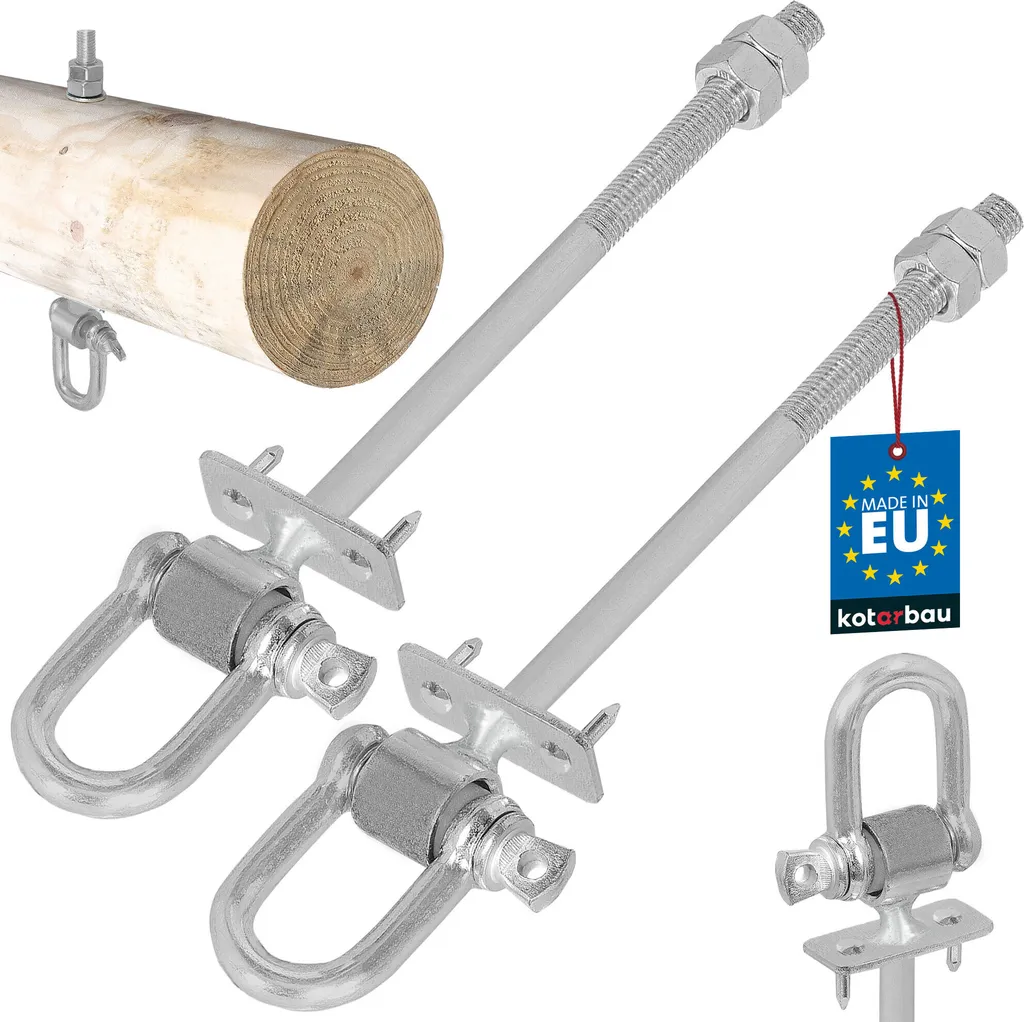 KOTARBAU® Set 2 Ganci per Altalena M12 x 190 mm Zincati con Grillo