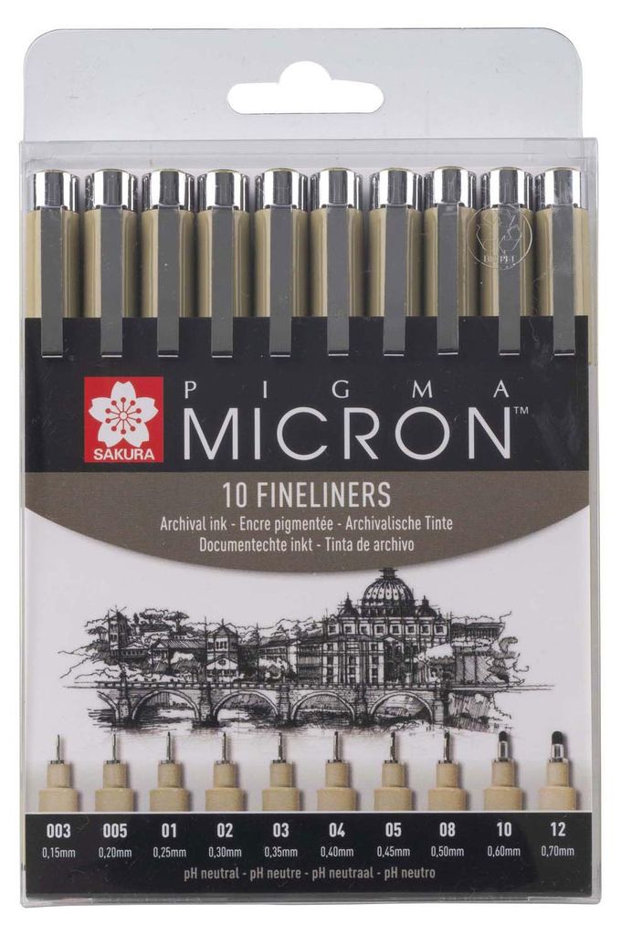 Sakura Pigma Micron, Schwarz, Rund, Sichtverpackung, 10 Produktbild 