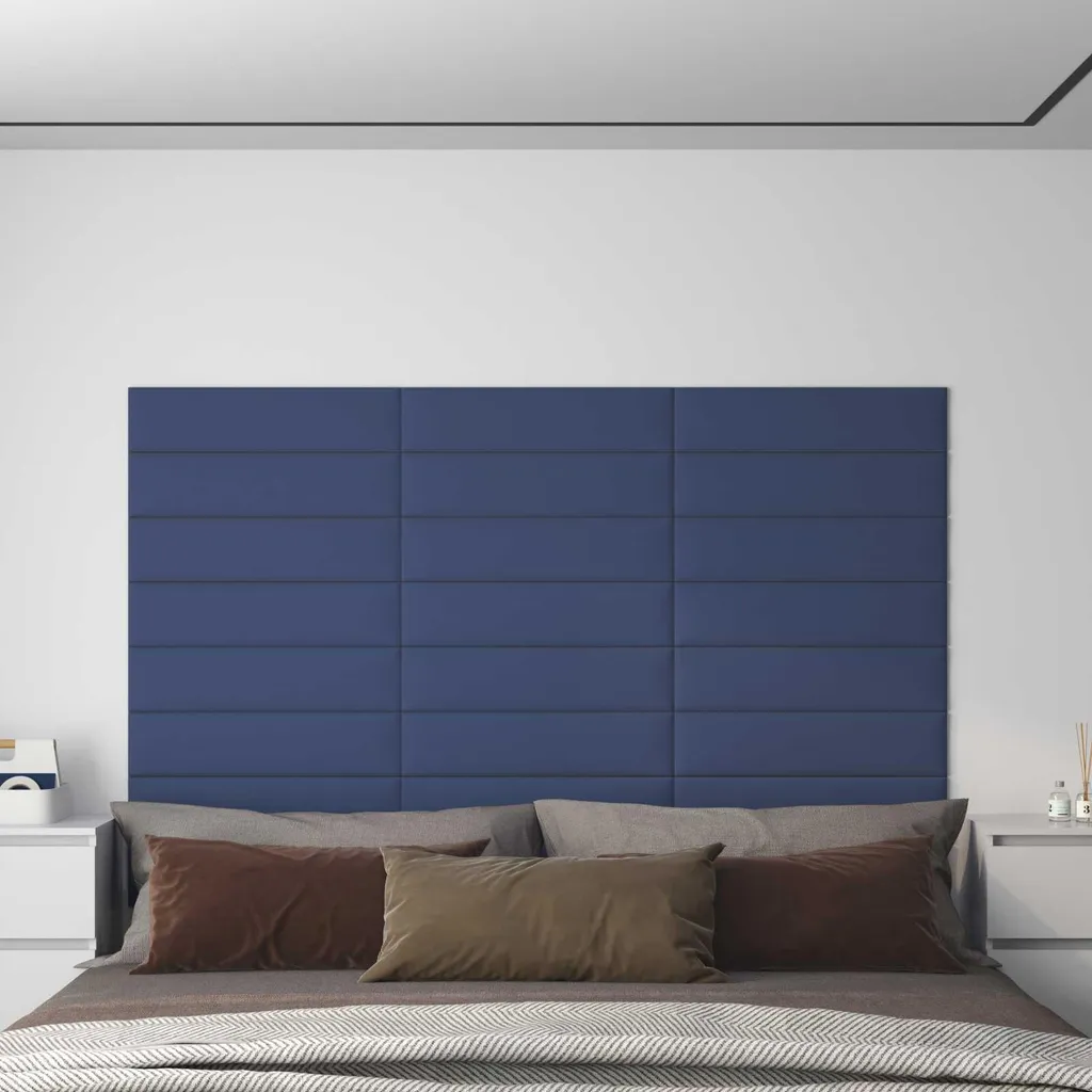Testiera Letto Luxury Blu 12 Pannelli in Tessuto Premium 60x15 cm