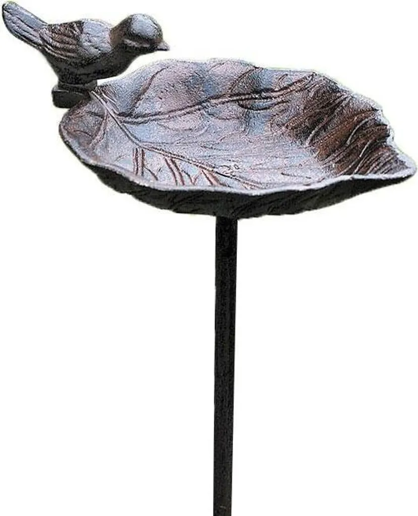 Décoration Jardin Extérieur : Abreuvoir pour Oiseaux Forme Feuille 98cm