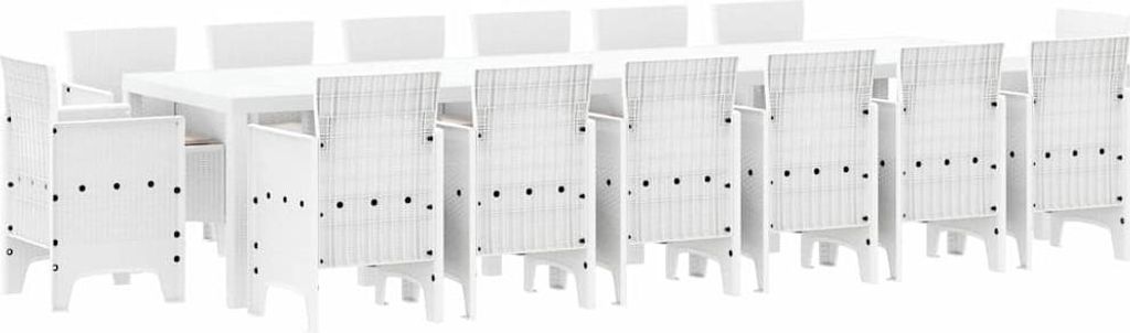 Garten Essgruppe 15 pcs Weiß Polt Rattan