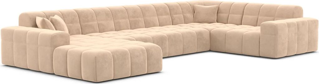 Samtstoff U-Form XL Wohnlandschaft Nivara Beige Links