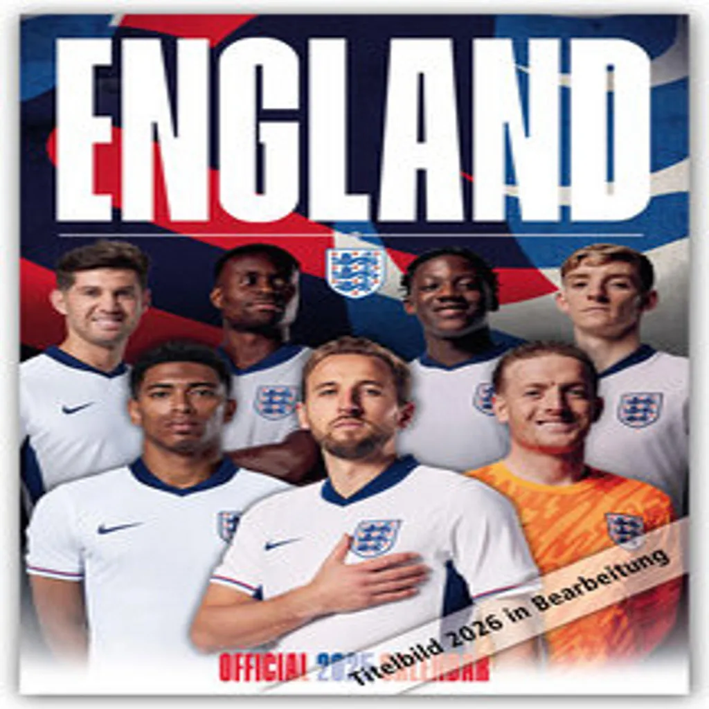 Calendrier Équipe d'Angleterre 2026 - Poster A3 Officiel Three Lions