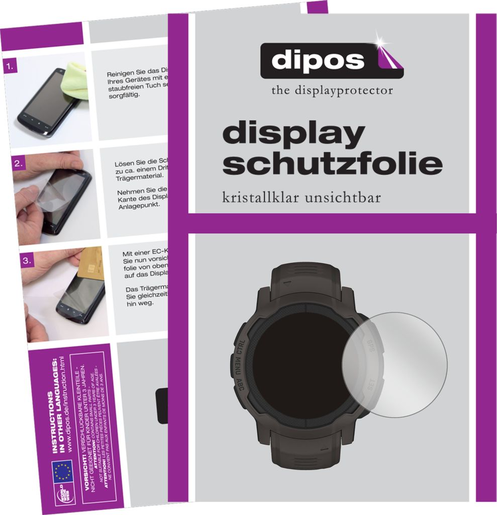 5x Schutzfolie für Garmin Instinct 2 (40mm) klar Displayschutzfolie Folie Display Schutz dipos