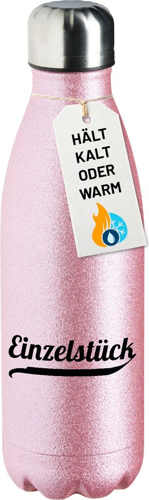 Huuraa Trinkflasche Einzelstück Schriftzug 500ml Pink Edelstahl Wasserflasche Trinkflasche Geschenkidee