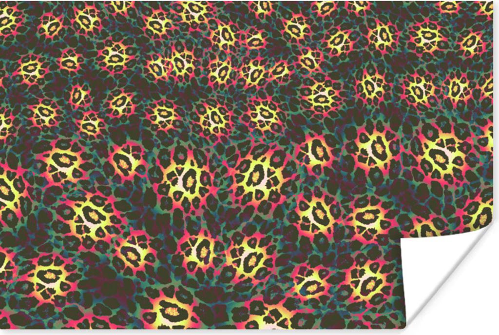 MuchoWow Poster Leopard - Bunt - Design 60x40 cm - Schlafzimmerdekoration